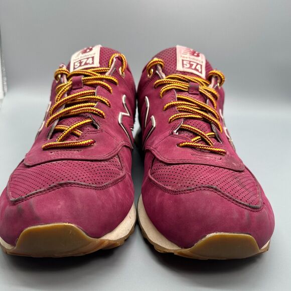 New Balance 574 Men's Size 13 Maroon Lace Up Low Top Athletic Running Sneaker - Picture 2 of 12